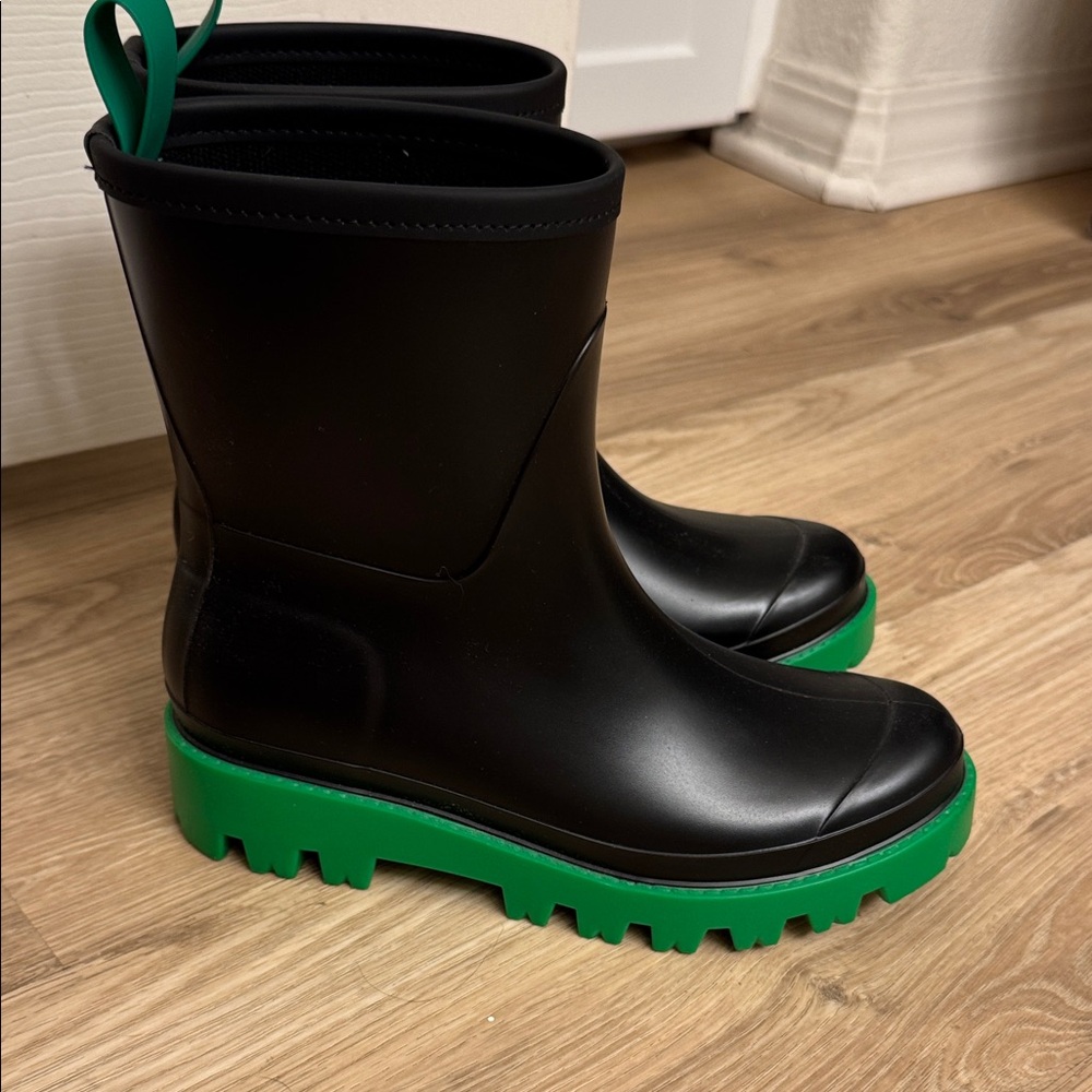 Gia Borghini women’s  Black Boots with Green Soles. Made in Italy.